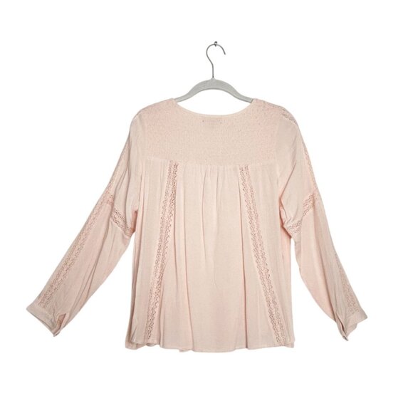 Neiman Marcus Women's Tie Neck Long Sleeve Pullover Top in Blush Pink - Sz M - Picture 2 of 6